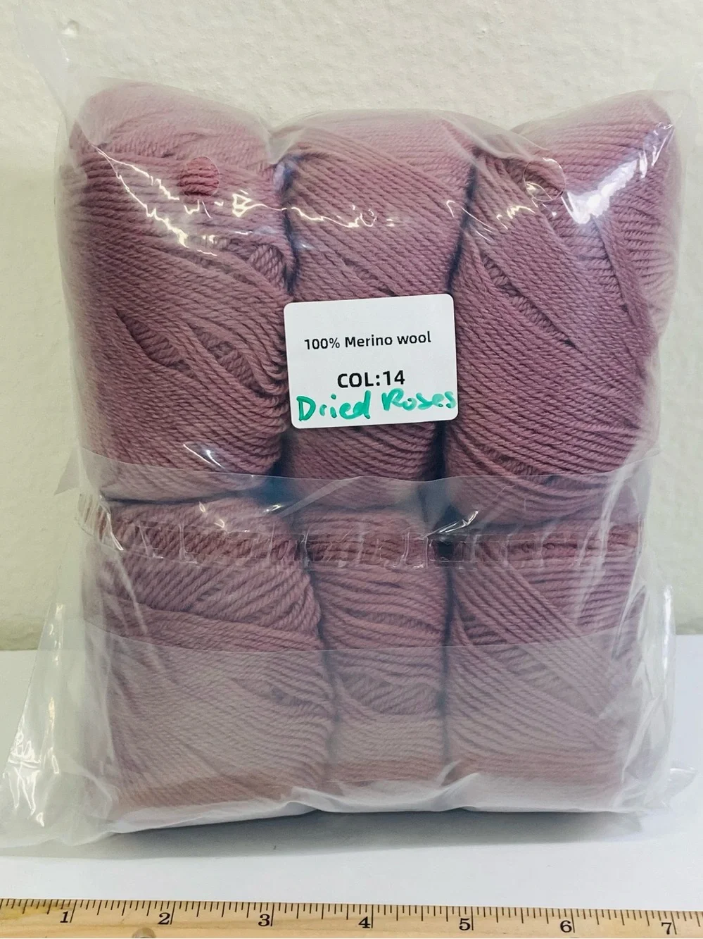 6 NWT ~300g total Mengchu 100% Merino Wool Yarn color: Dried Roses Pink
